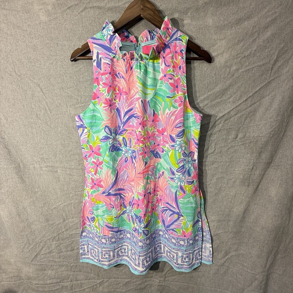 LILLY PULITZER Adalina High Collar Shift Romper Sz 8 Floral Print